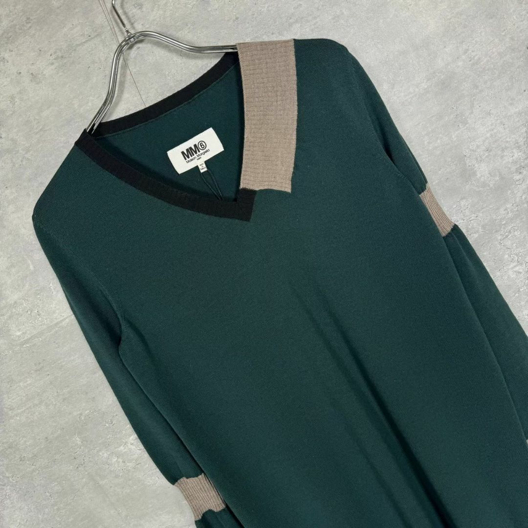 『MM6』エムエムシックス (M) Vネックニットワンピース