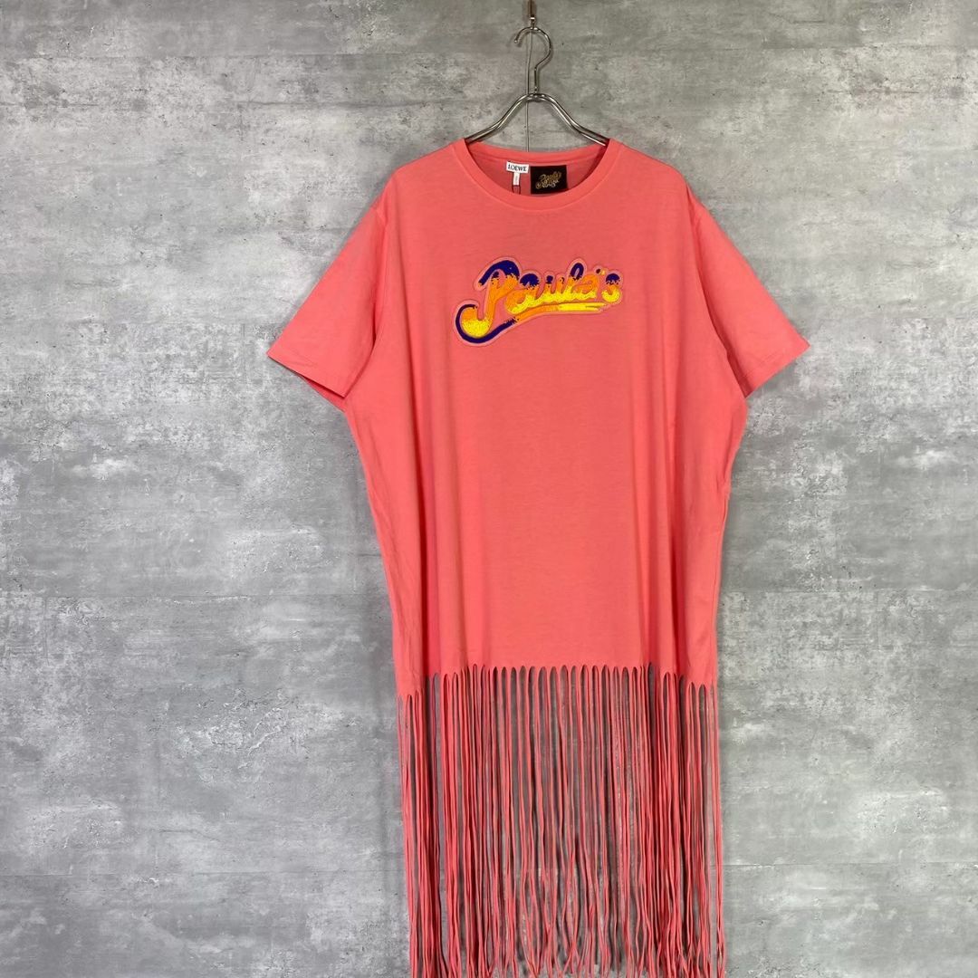 『LOEWE』ロエベ (M) ビーズロゴ フリンジ t シャツ