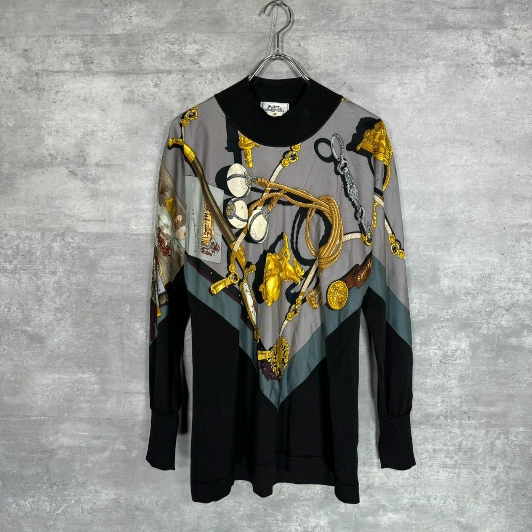 『HERMES』エルメス (40) 総柄切替モックネックニット