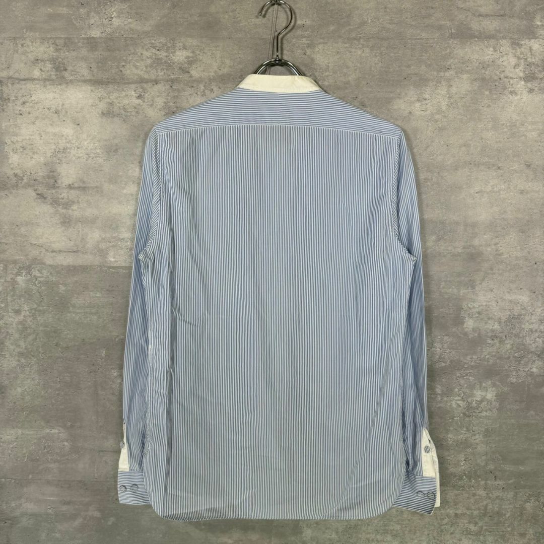 『BALENCIAGA』バレンシアガ (XS) ストライプノーカラーシャツ