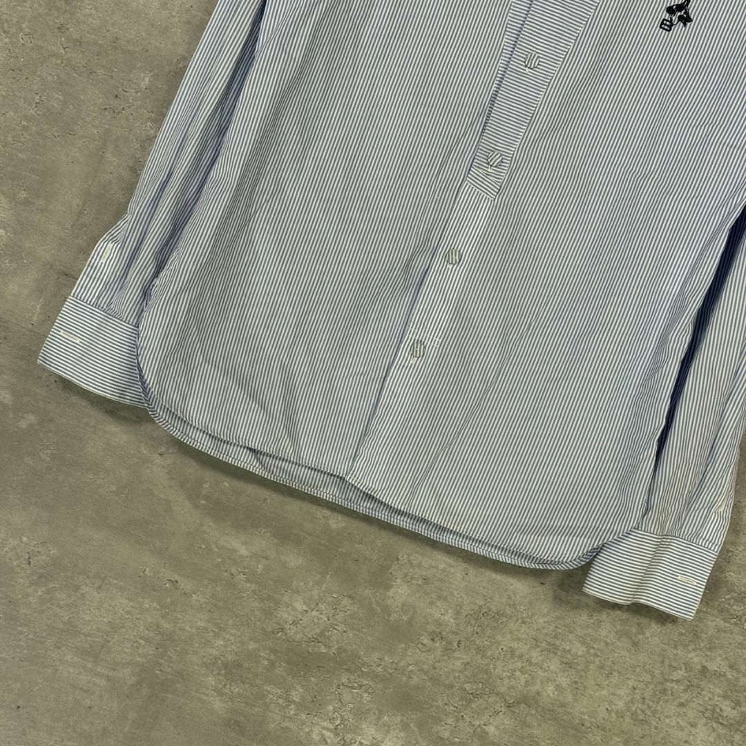 『BALENCIAGA』バレンシアガ (XS) ストライプノーカラーシャツ