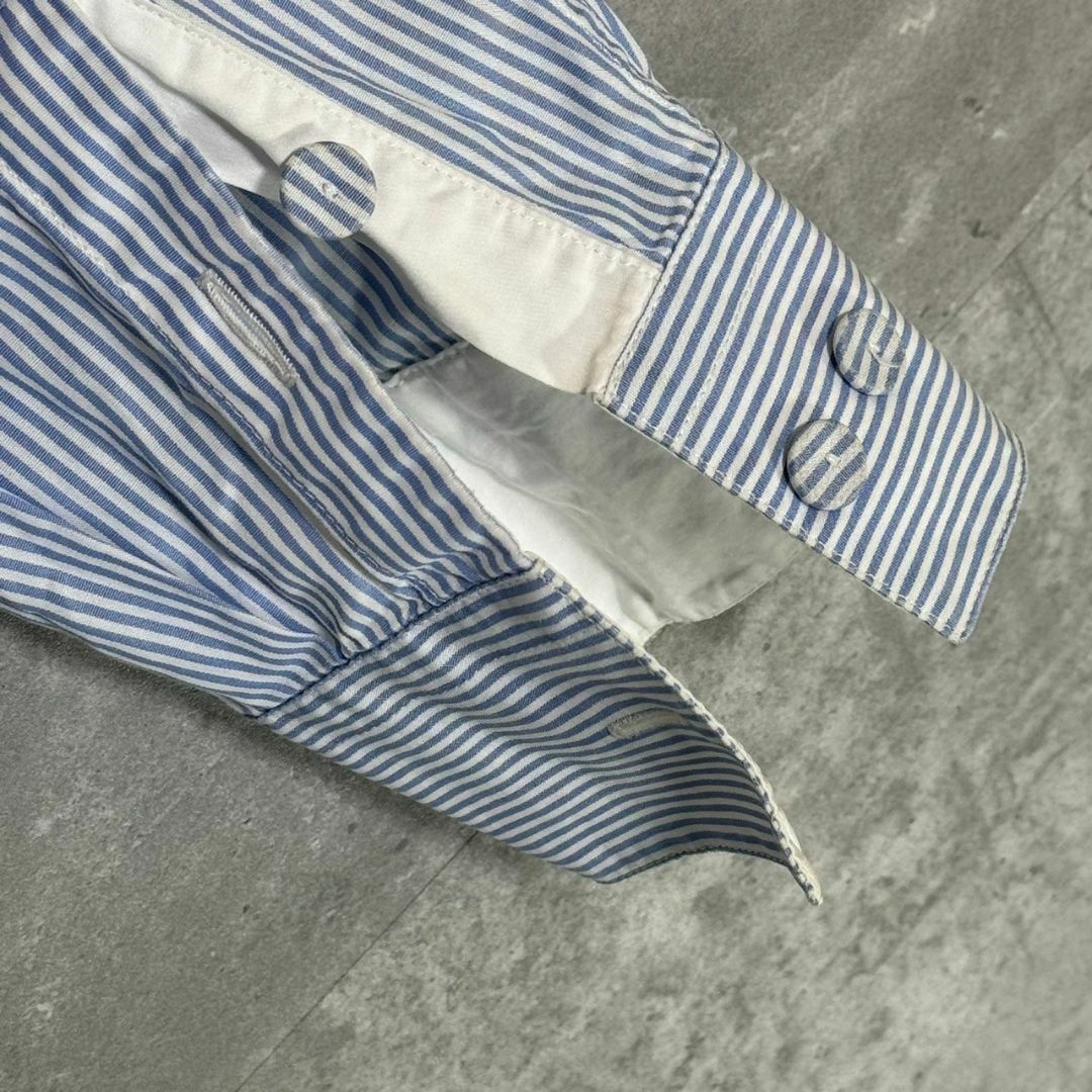 『BALENCIAGA』バレンシアガ (XS) ストライプノーカラーシャツ