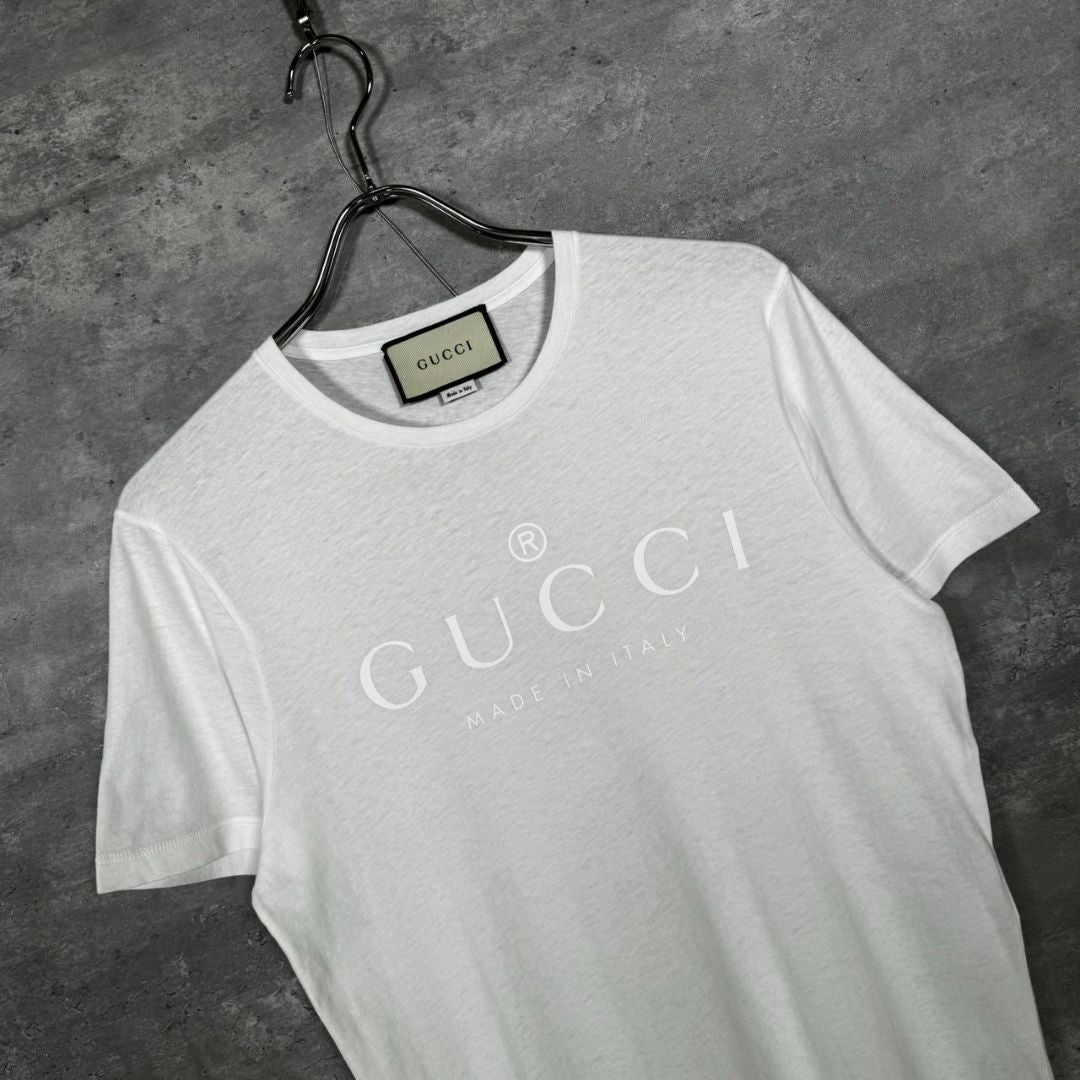 『GUCCI』グッチ (S) ロゴプリントTシャツ