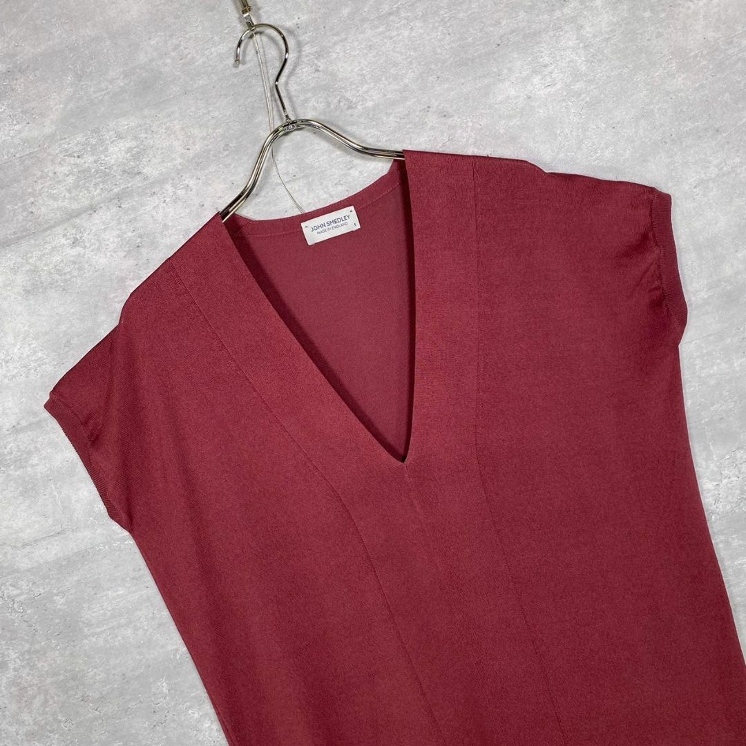 『JOHN SMEDLEY』ジョンスメドレー (S) Vネックニットワンピース