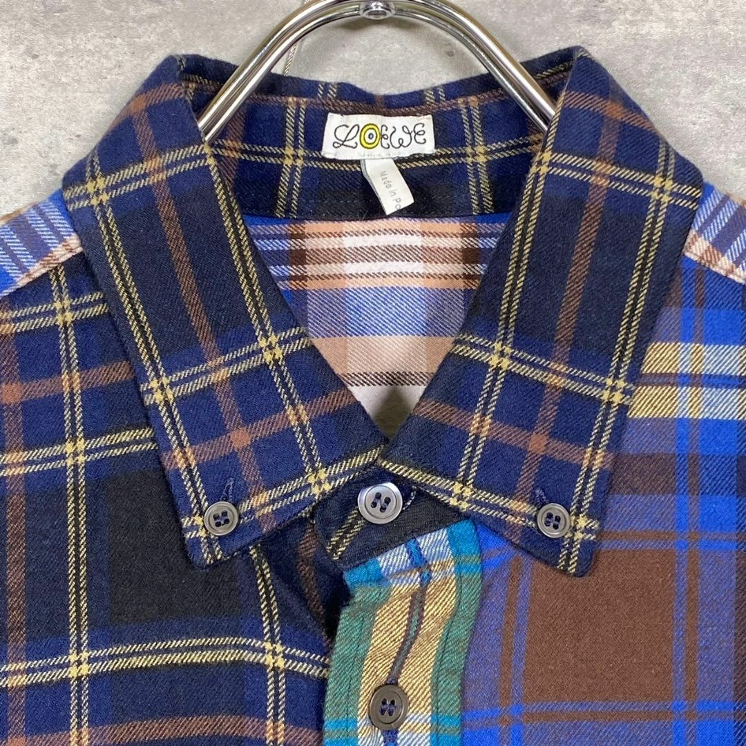 『LOEWE』ロエベ (M) クレイジーパターンチェック柄シャツ