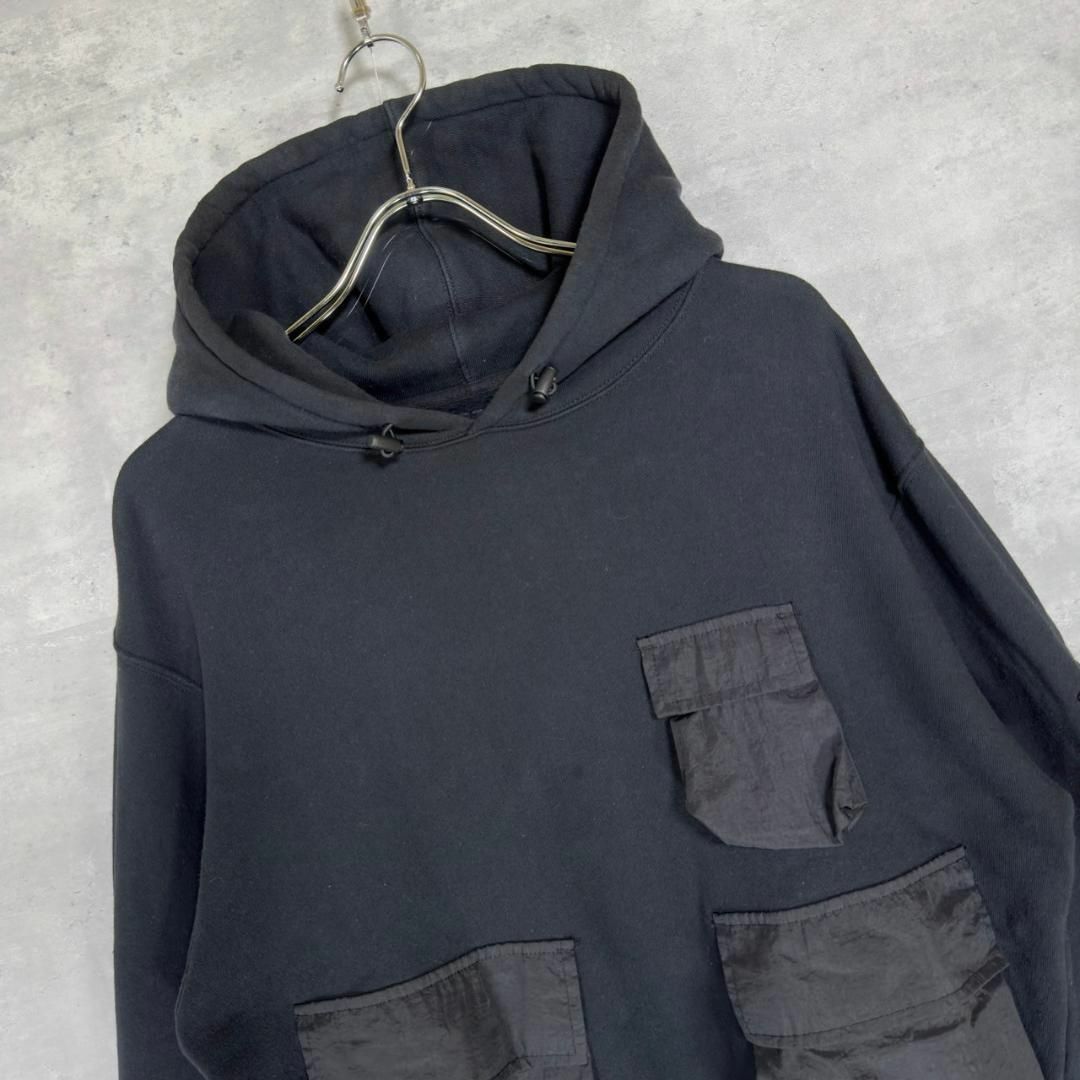 『STUSSY』ステューシー (M) 異素材切替フラップポケットフーディー