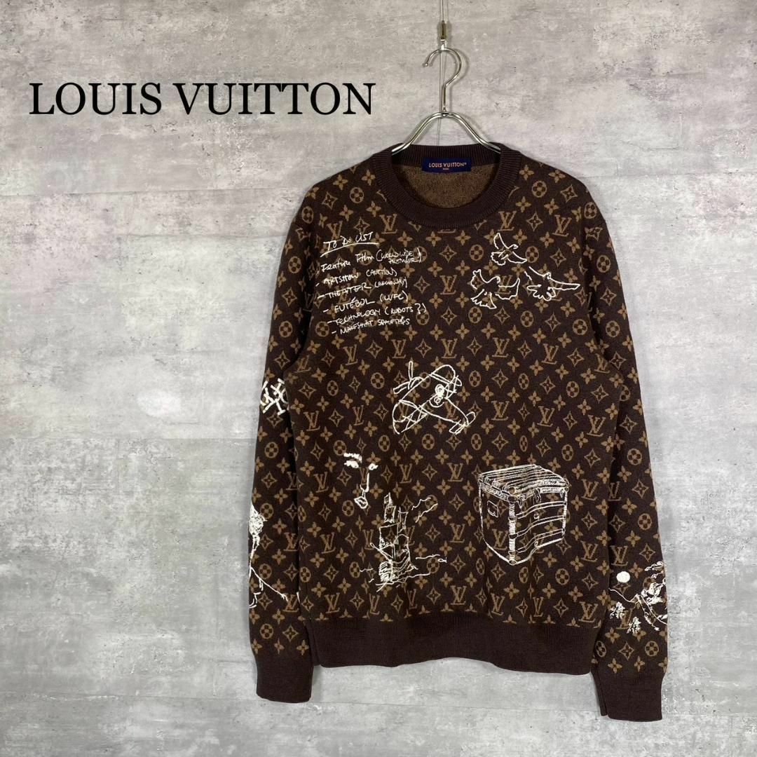 『LOUIS VUITTON』ルイヴィトン (XL) ウールクルーネックニット