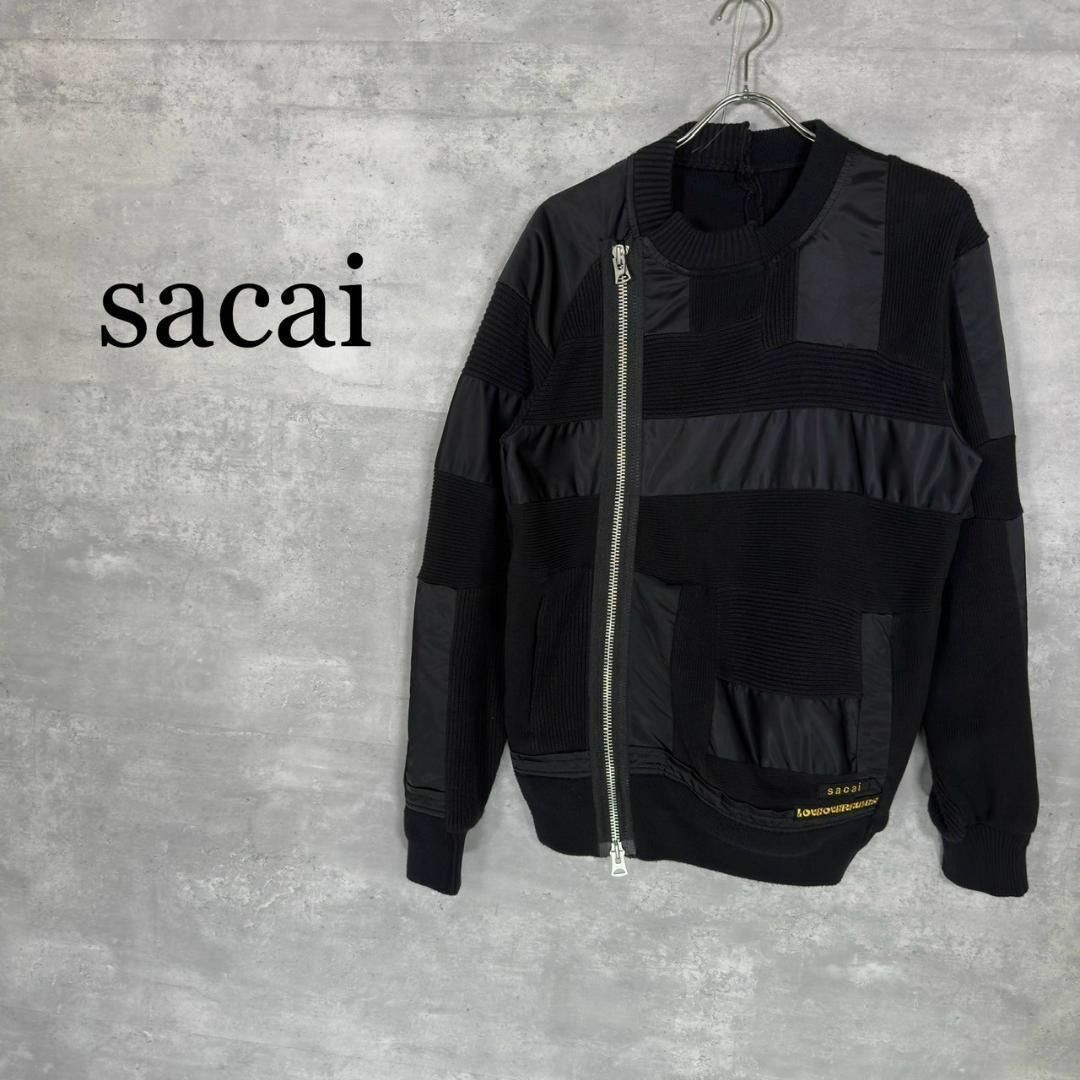 『sacai』サカイ (1) 21ss ニット切替ライダースジャケット