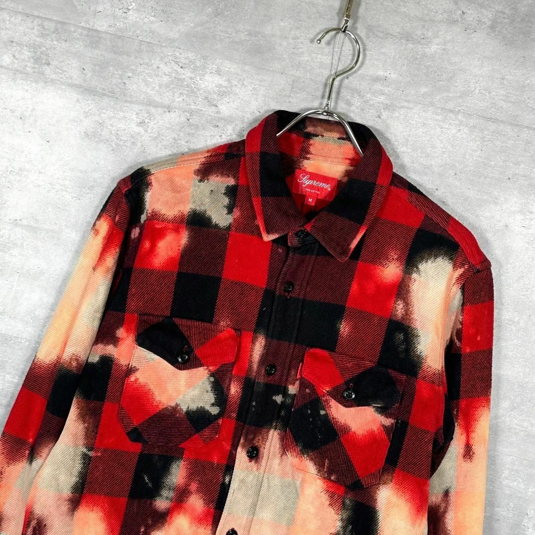 『Supreme』シュプリーム (M) 13AW ブリーチ加工 ネルシャツ