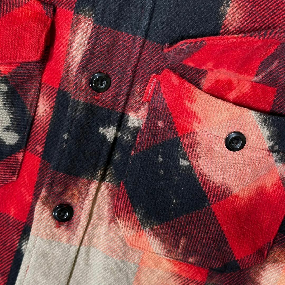 『Supreme』シュプリーム (M) 13AW ブリーチ加工 ネルシャツ