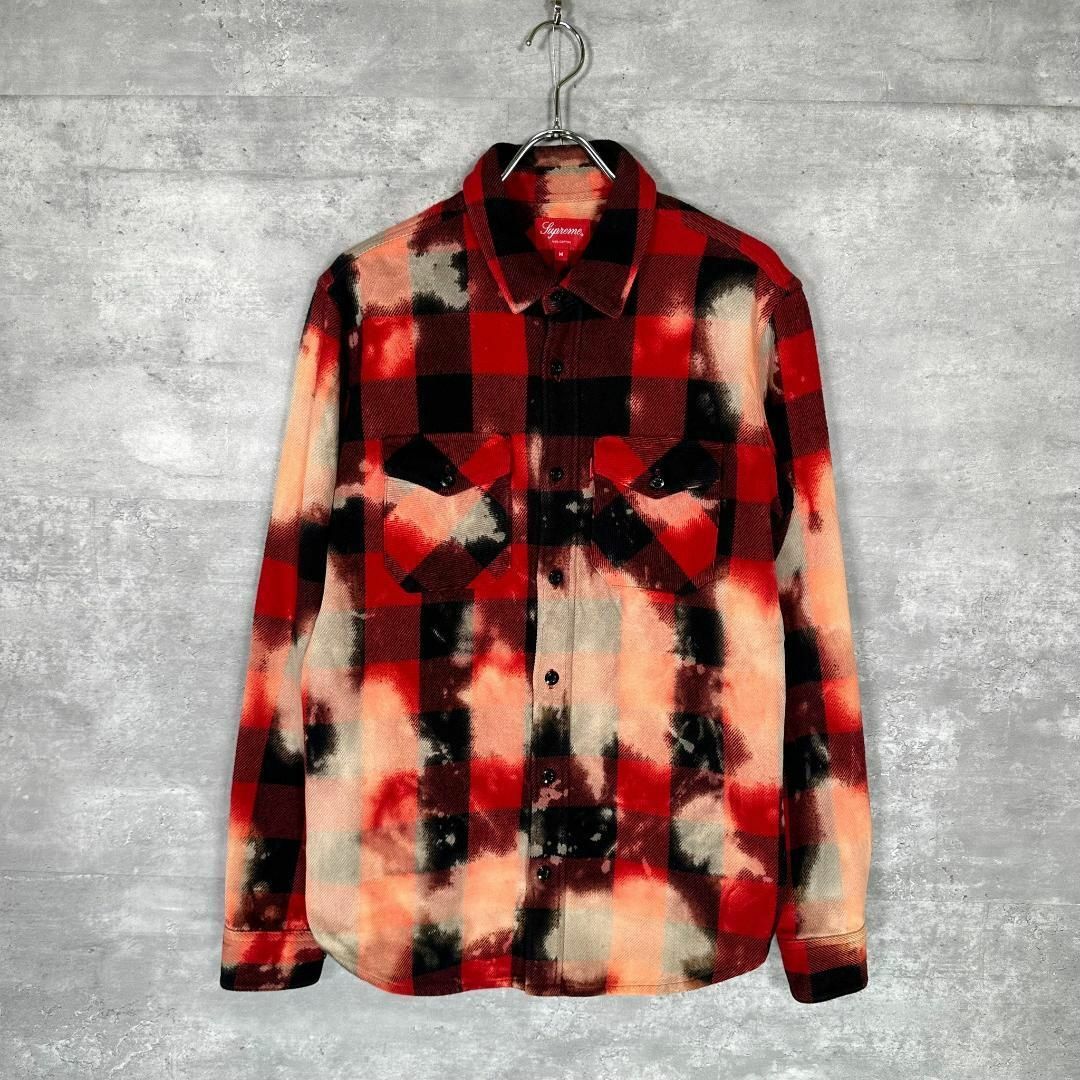 『Supreme』シュプリーム (M) 13AW ブリーチ加工 ネルシャツ