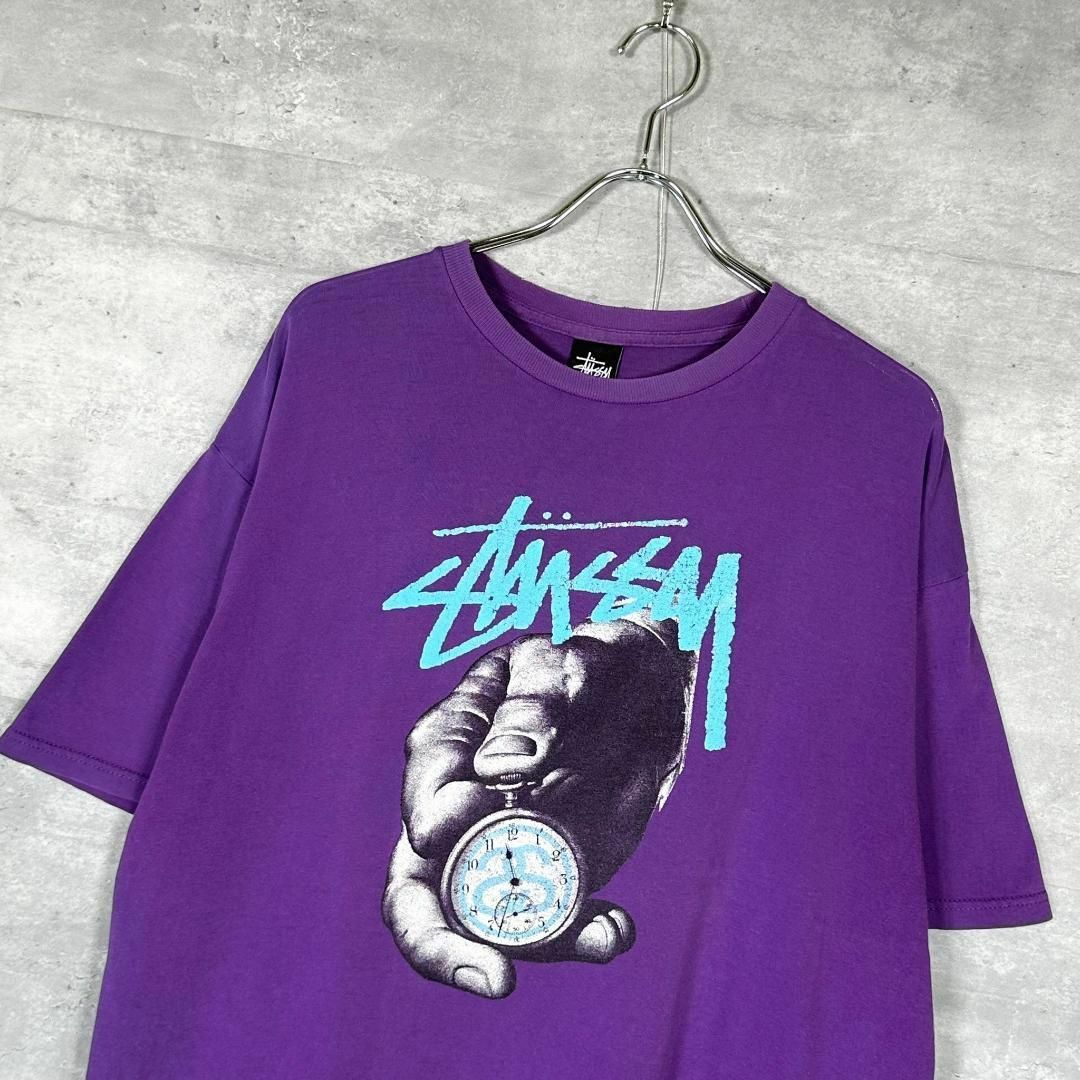 『STUSSY』ステューシー (L) プリント入り tシャツ / パープル
