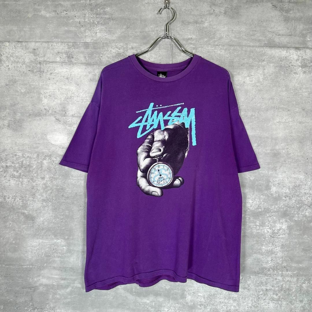 『STUSSY』ステューシー (L) プリント入り tシャツ / パープル