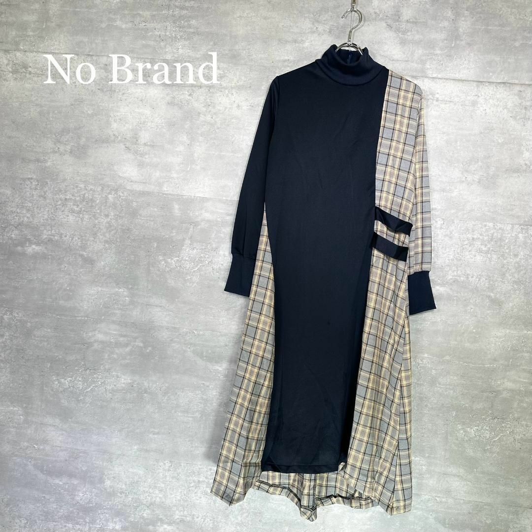 『No Brand』ノーブランド アシンメトリー ドッキング 切替 ワンピース