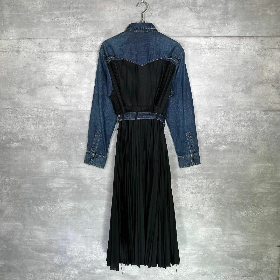 『sacai』サカイ (2) デニム ギャザー ロングワンピース