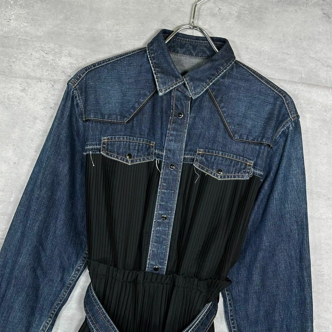 『sacai』サカイ (2) デニム ギャザー ロングワンピース