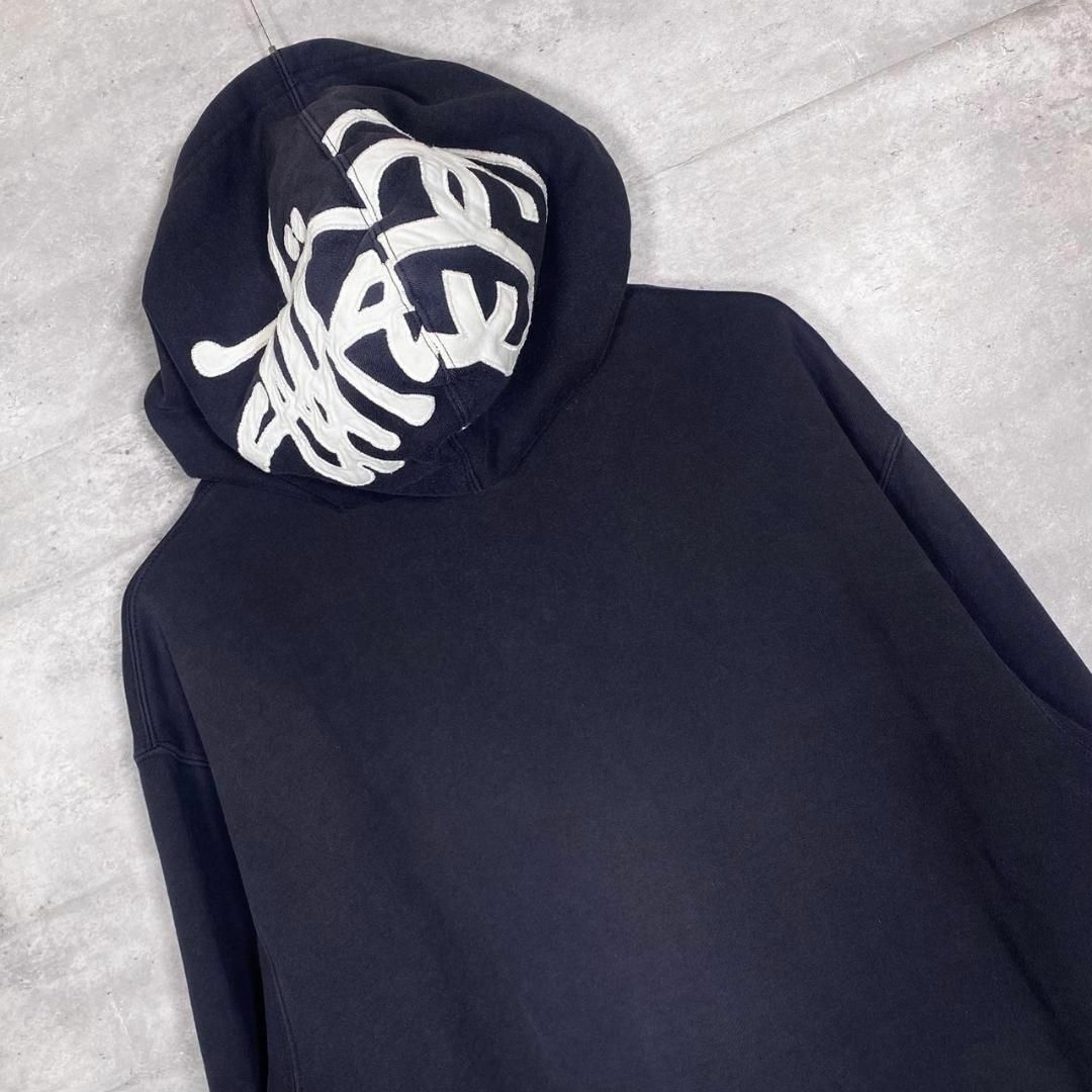 『STUSSY』ステューシー (L) フード刺繍 ジップ フーディー
