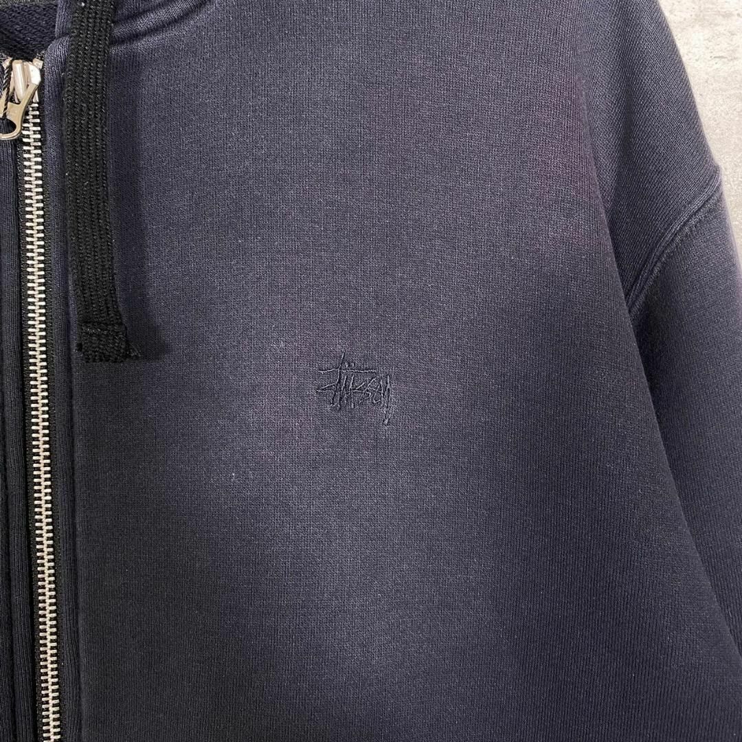 『STUSSY』ステューシー (L) フード刺繍 ジップ フーディー