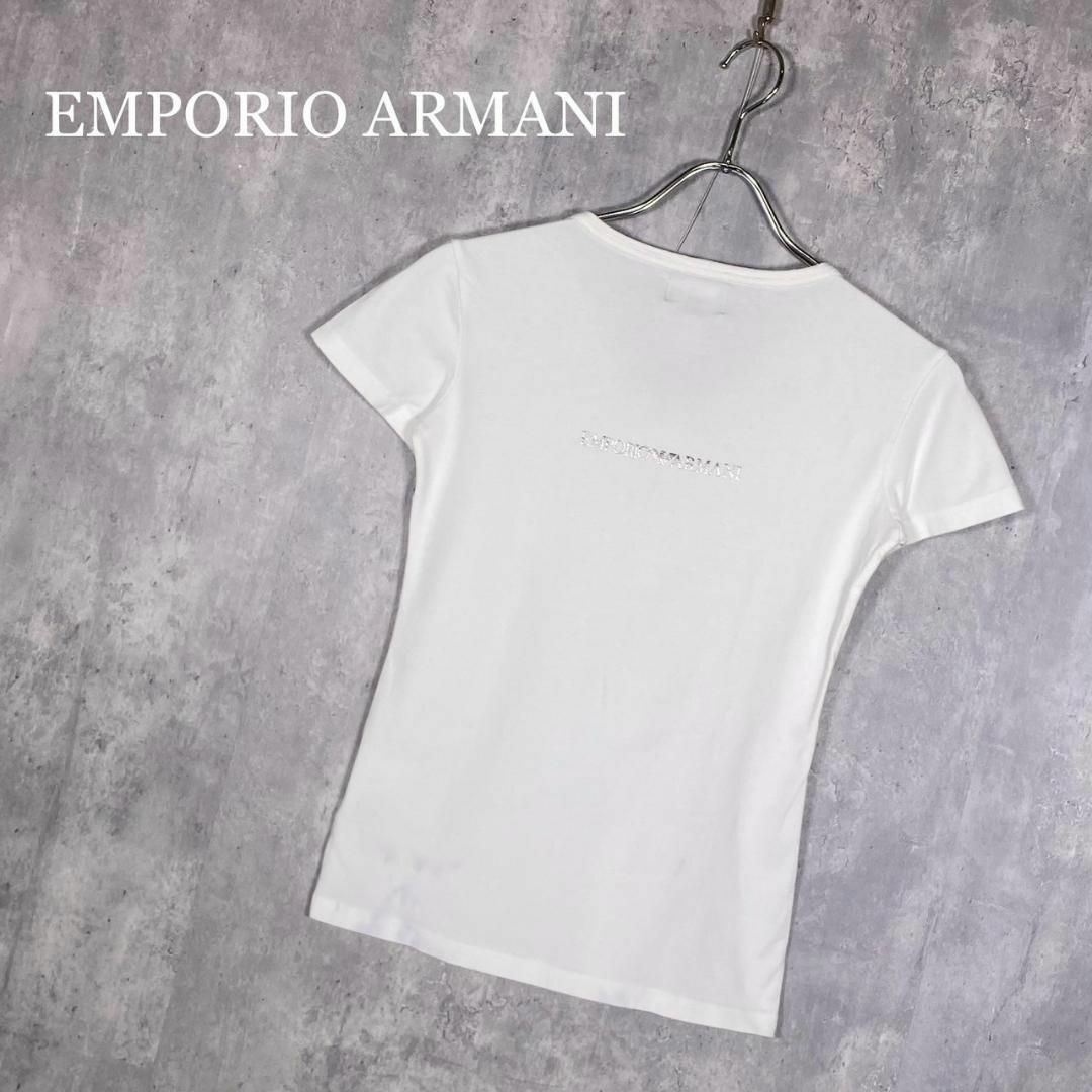 『エンポリオアルマーニ』 (XS) ロゴプリント Vネック Tシャツ