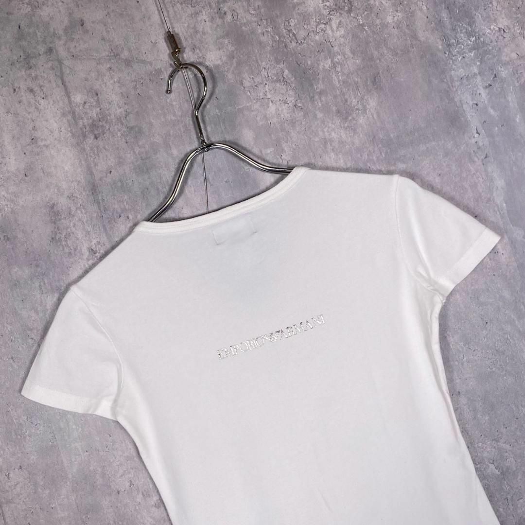 『エンポリオアルマーニ』 (XS) ロゴプリント Vネック Tシャツ
