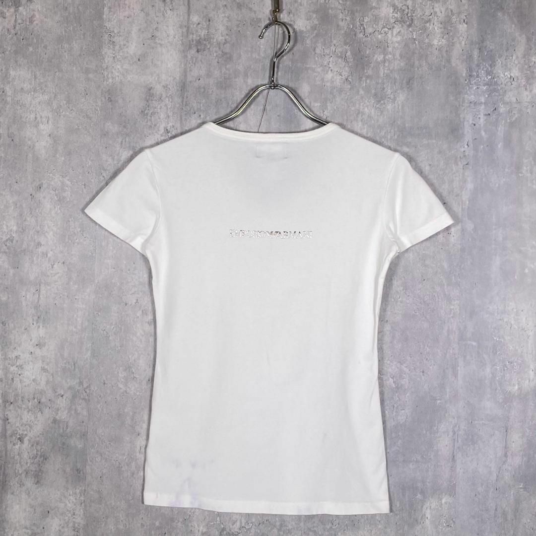 『エンポリオアルマーニ』 (XS) ロゴプリント Vネック Tシャツ
