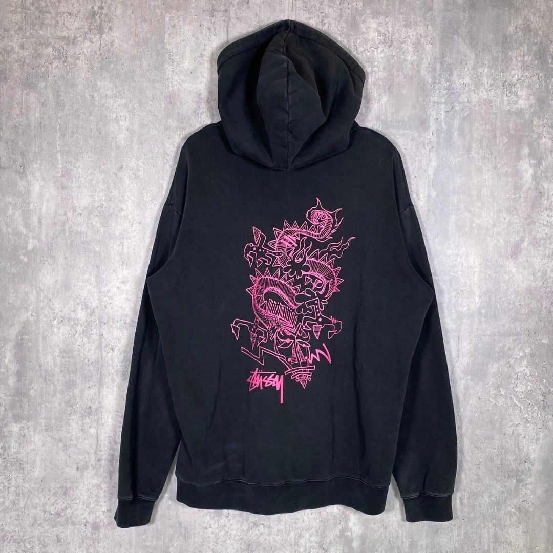 『STUSSY』ステューシー (M) スクリプト ドラゴン フーディー パーカー
