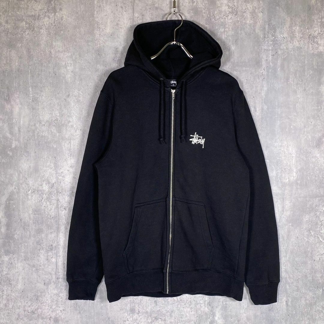『STUSSY』ステューシー (M) バックロゴ プリント ジップフーディー