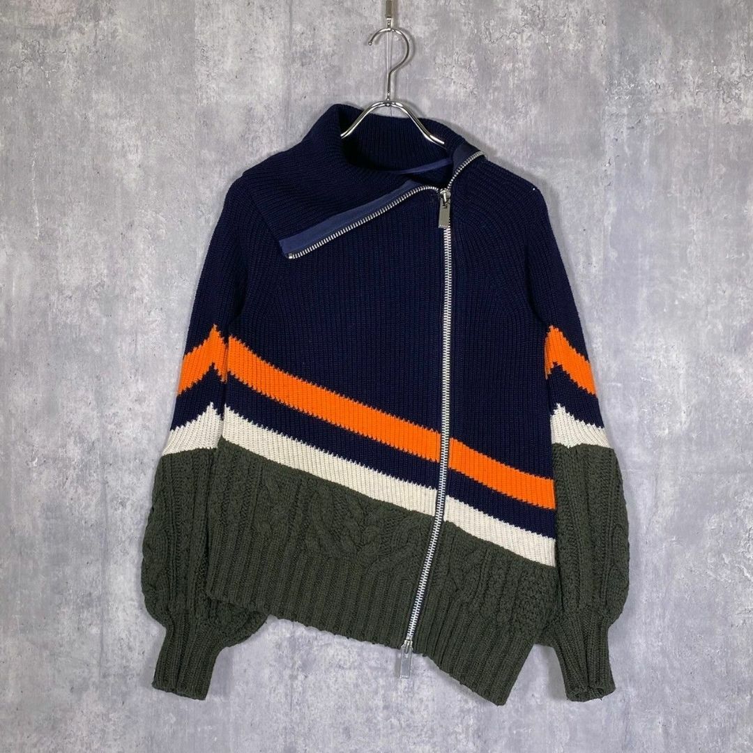 『sacai』サカイ (1) アシンメトリー ダブルジップ ニット