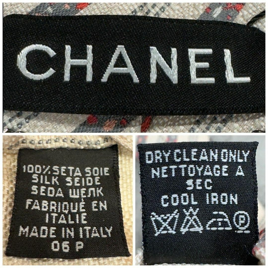 『CHANEL』シャネル ストライプ柄 シルクネクタイ