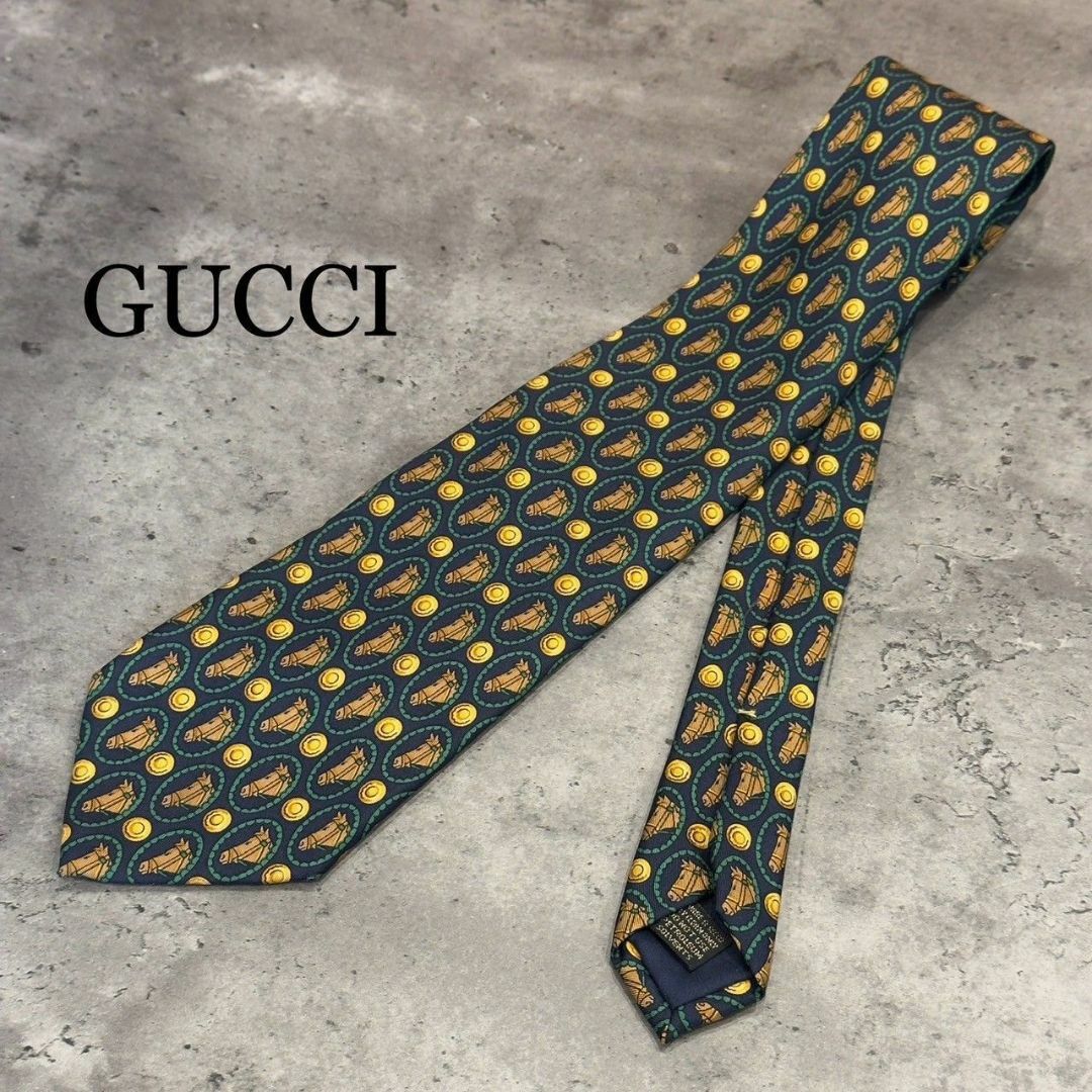 『GUCCI』グッチ ホース柄 シルクネクタイ