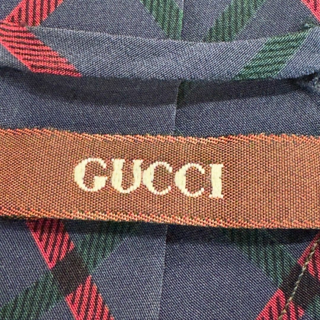 『GUCCI』グッチ チェック柄 シルクネクタイ