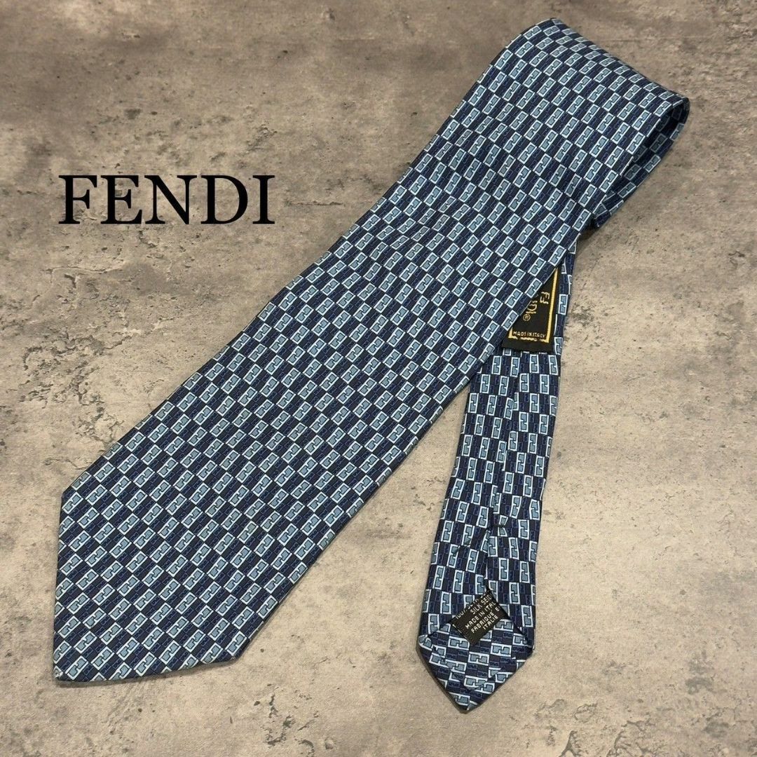 『FENDI』フェンディ ズッカ柄 シルクネクタイ