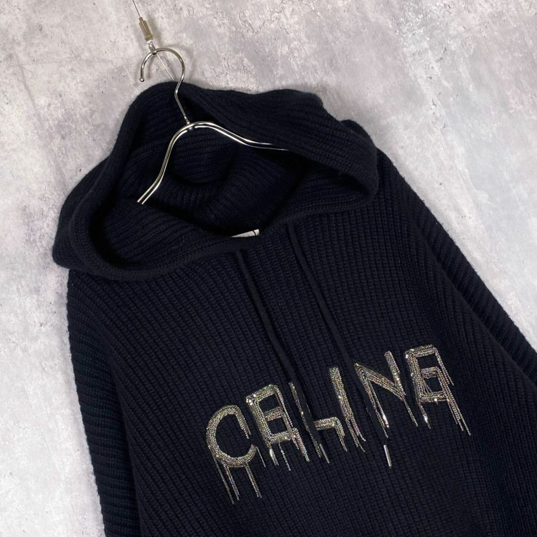 『CELINE』セリーヌ (M) リブ編み プルオーバー ニットパーカー