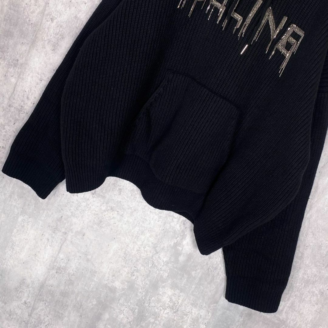 『CELINE』セリーヌ (M) リブ編み プルオーバー ニットパーカー