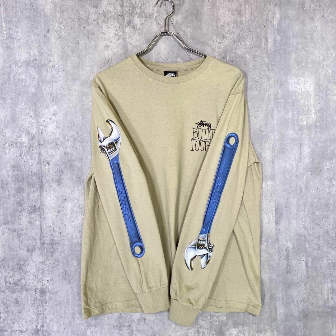 『STUSSY』ステューシー (M) スリーブプリント レンチ ロンTシャツ