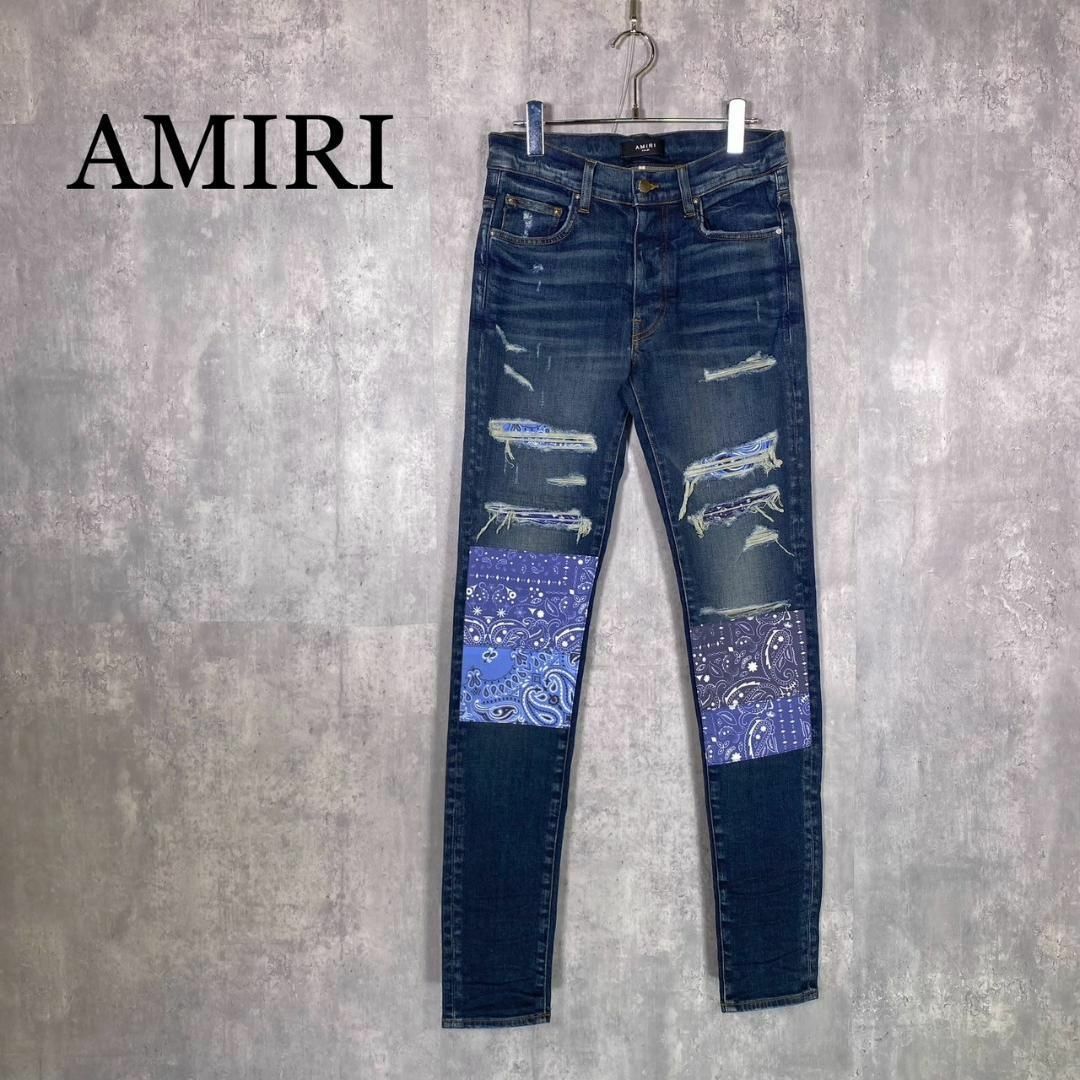 『AMIRI』アミリ (30) バンダナアートパッチ デニムパンツ