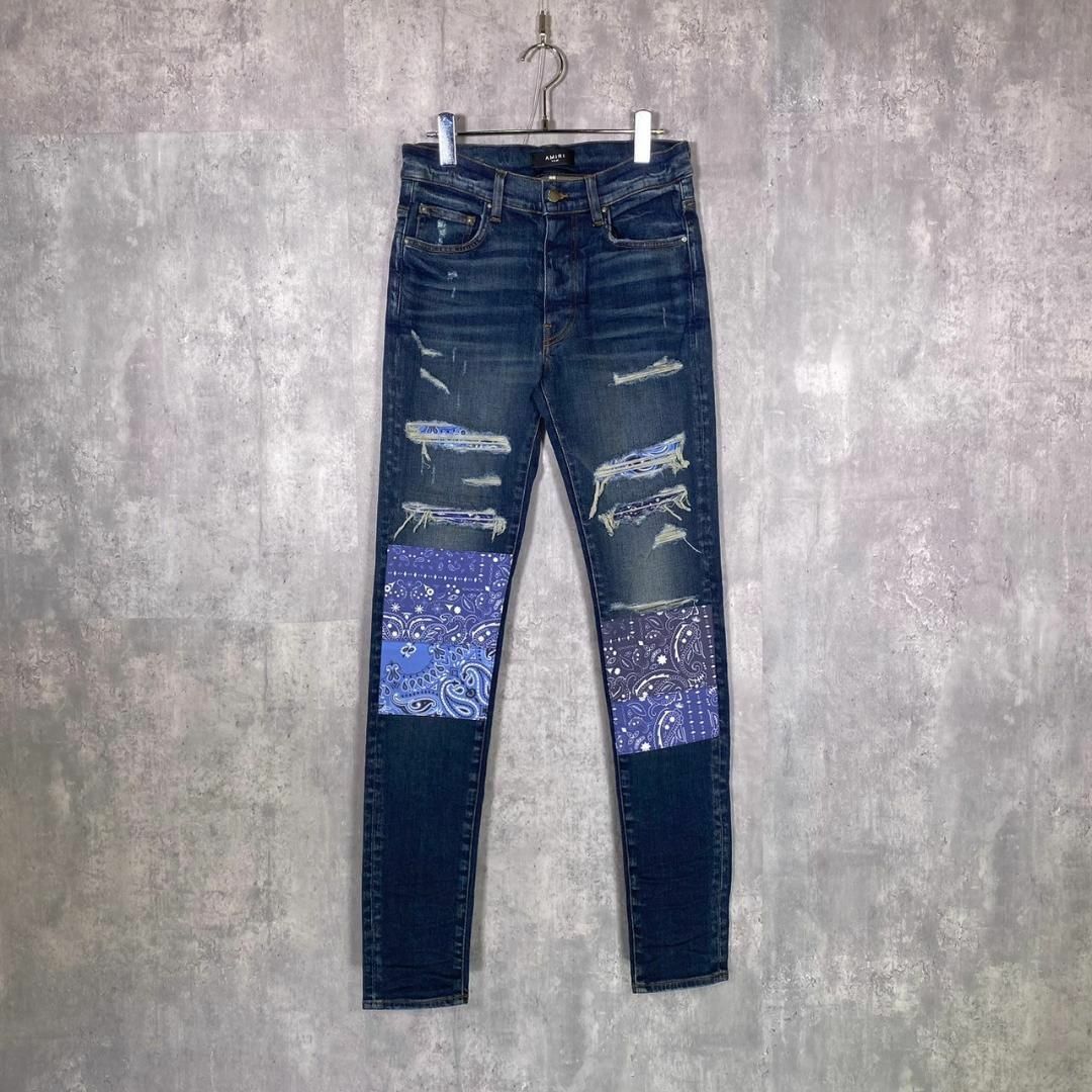 『AMIRI』アミリ (30) バンダナアートパッチ デニムパンツ