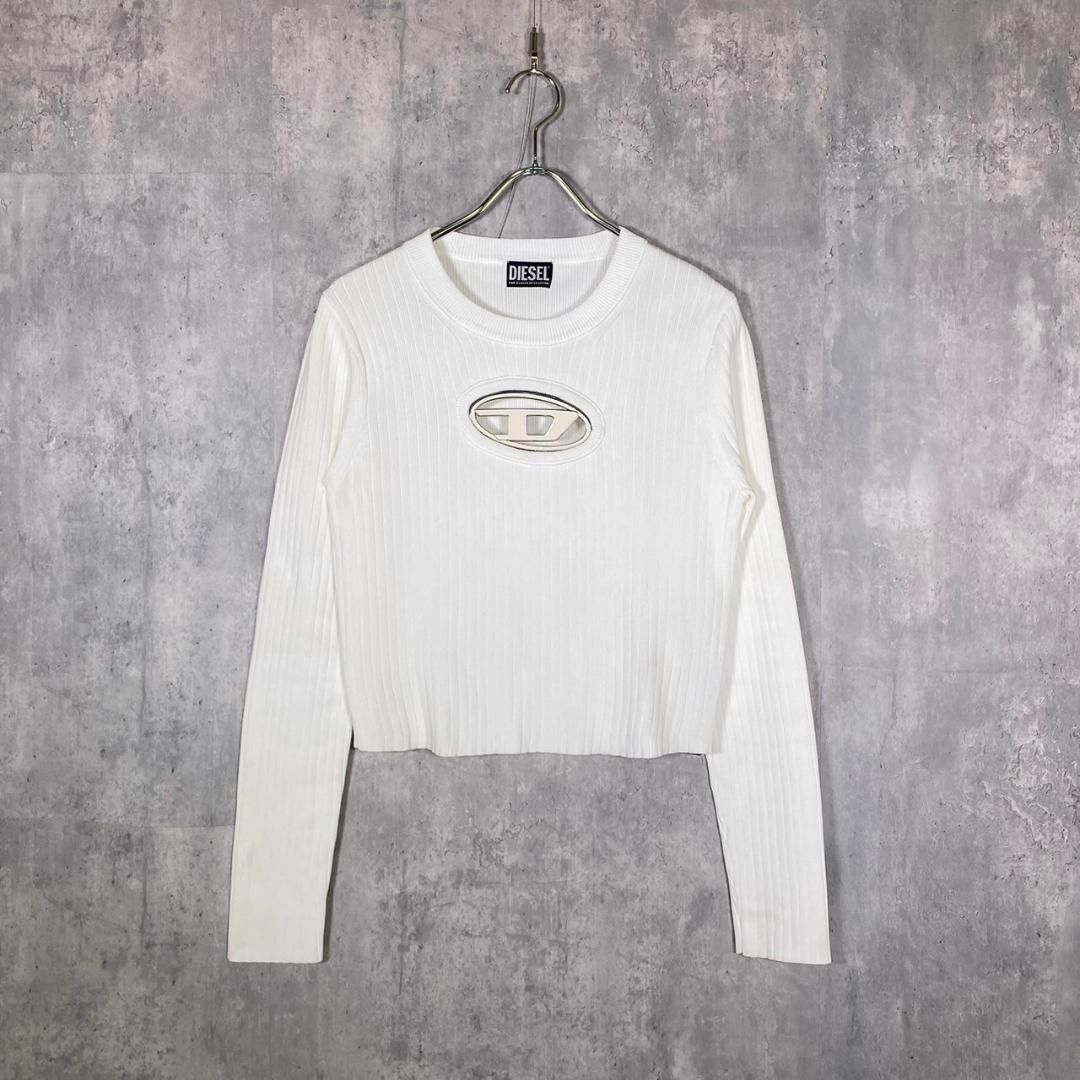 『DIESEL』ディーゼル (L) アイコニックロゴ ロゴプレート リブセーター