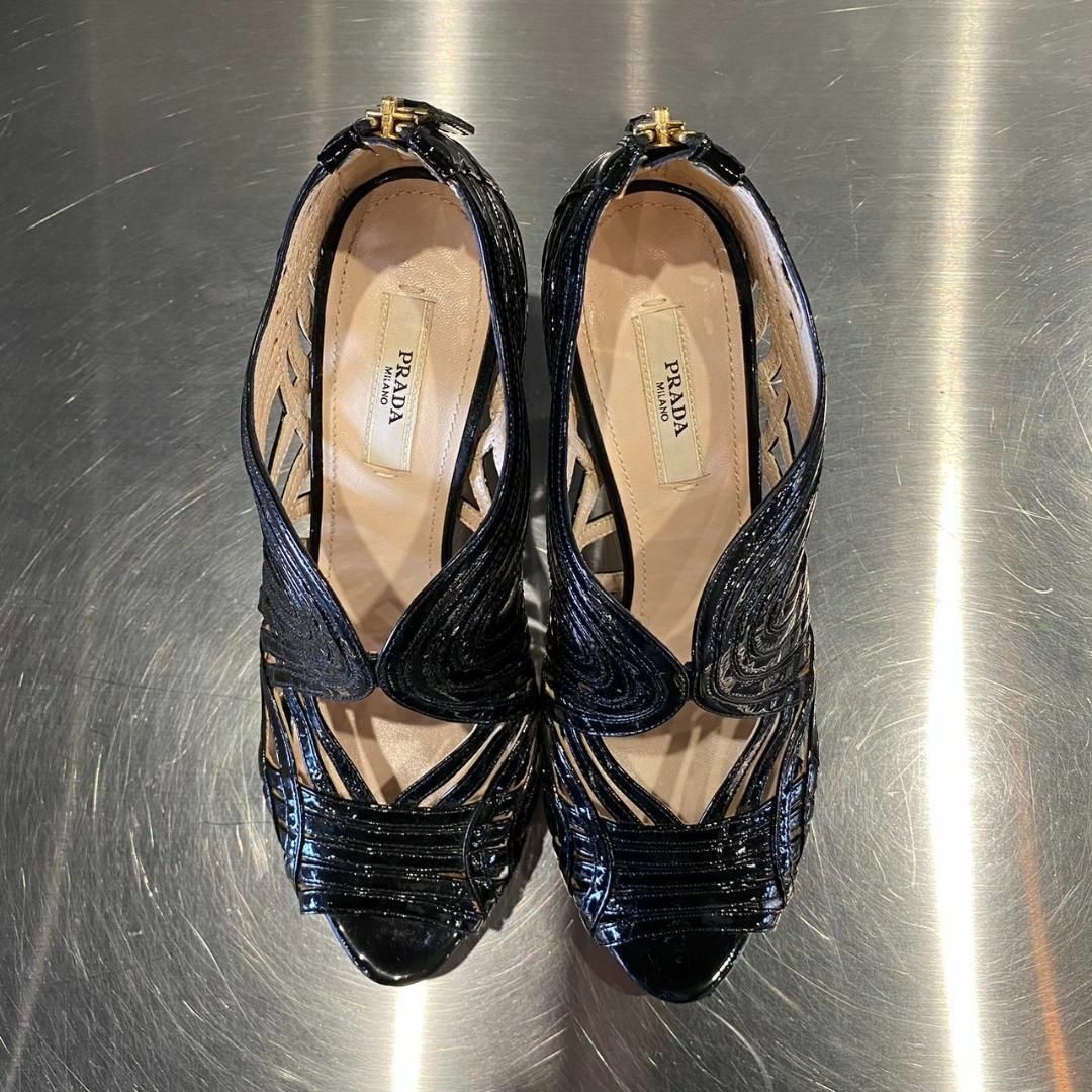 『PRADA』プラダ (35) レザー ヒールサンダル