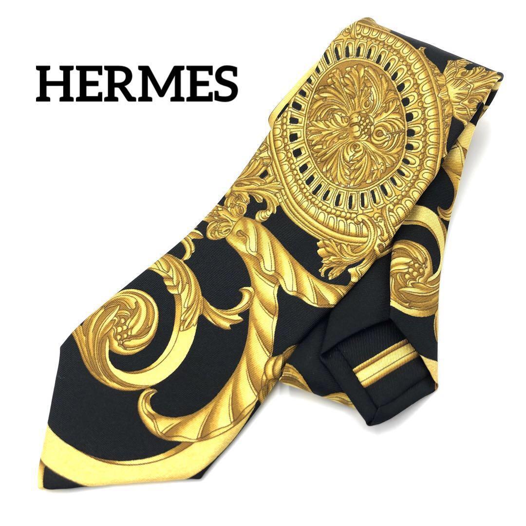 『HERMES』エルメス 総柄シルクネクタイ