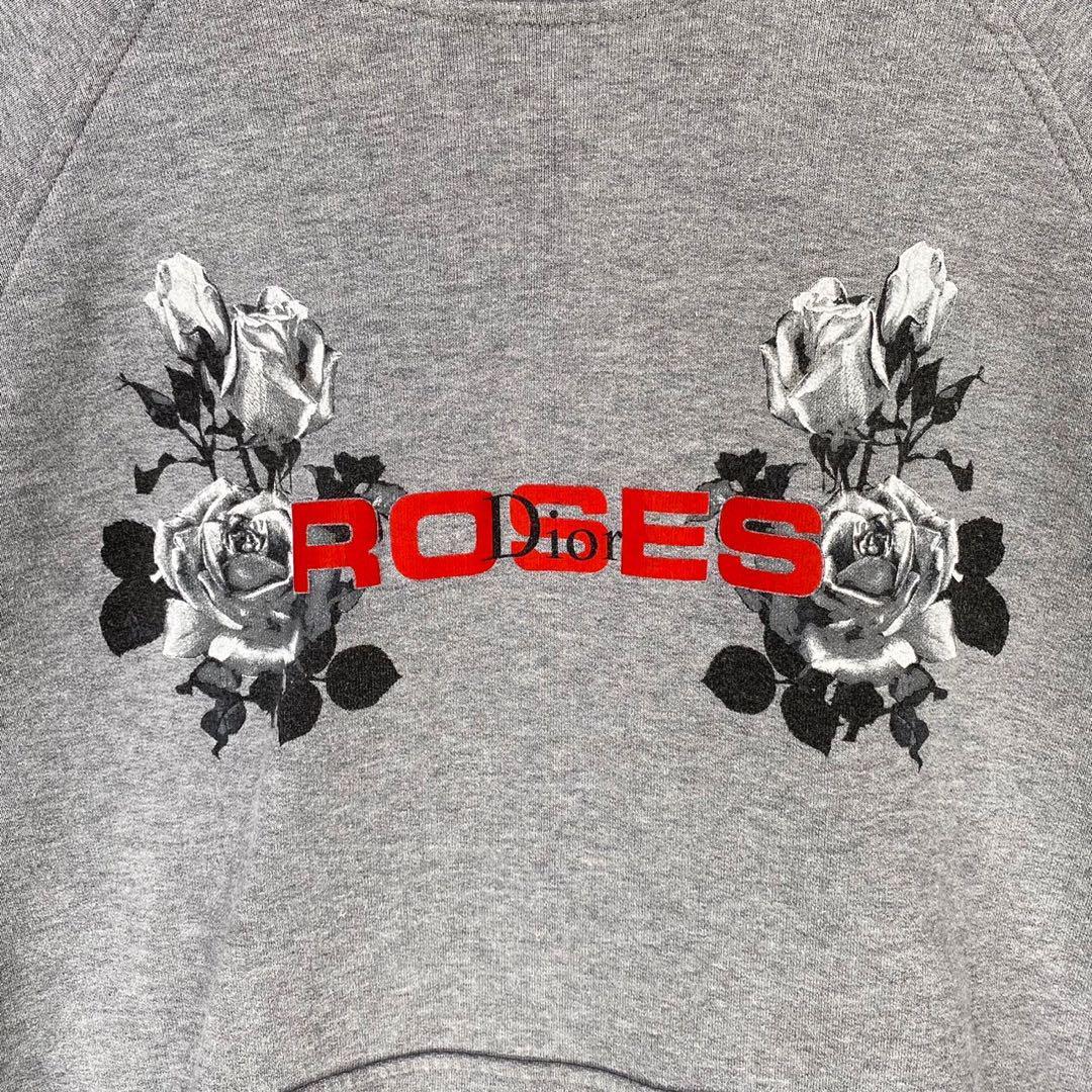 『Dior』ディオール (L) ローズ薔薇柄 ロゴプルオーバーパーカー