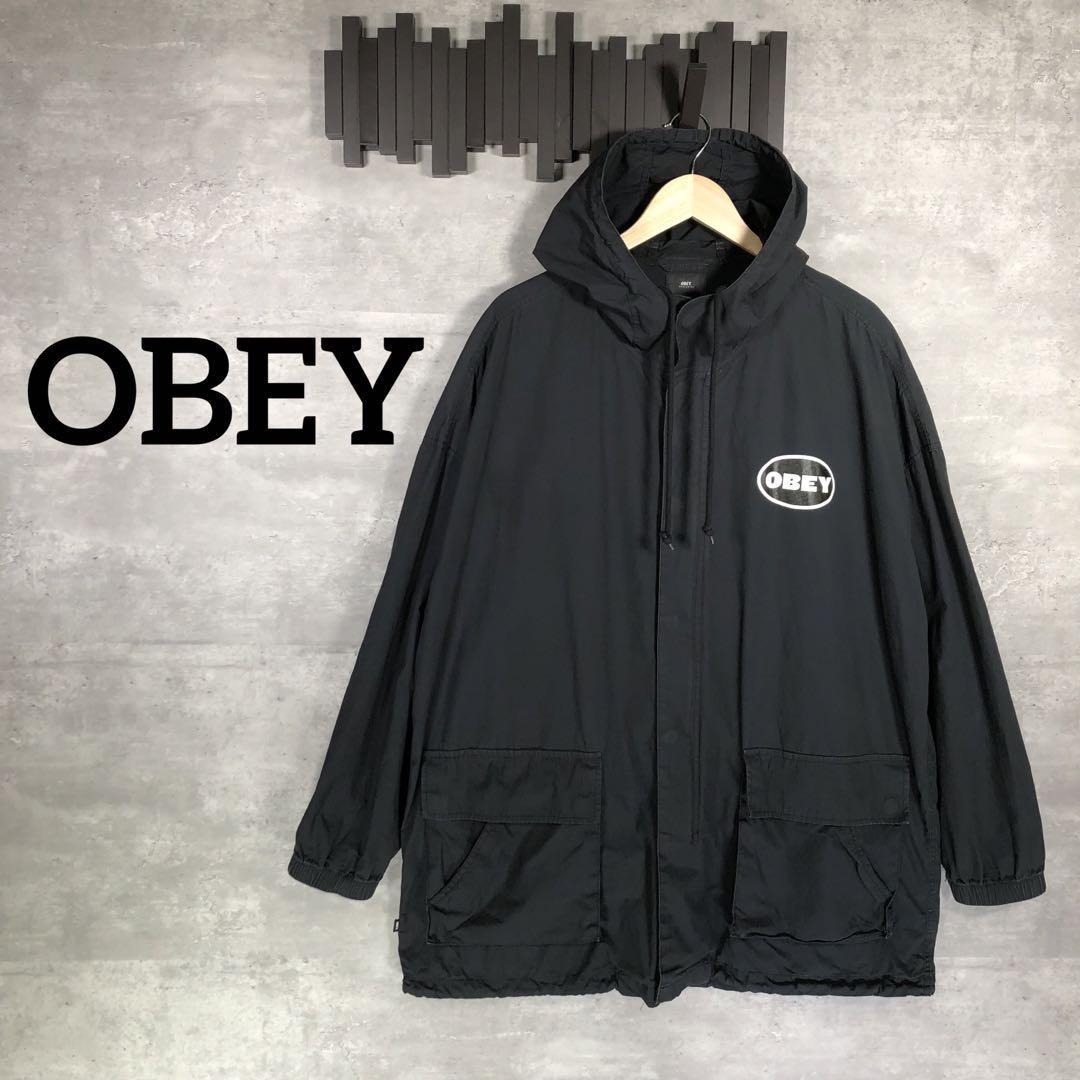 『OBEY』オベイ (M) コットンフードジャケット / ロゴプリント