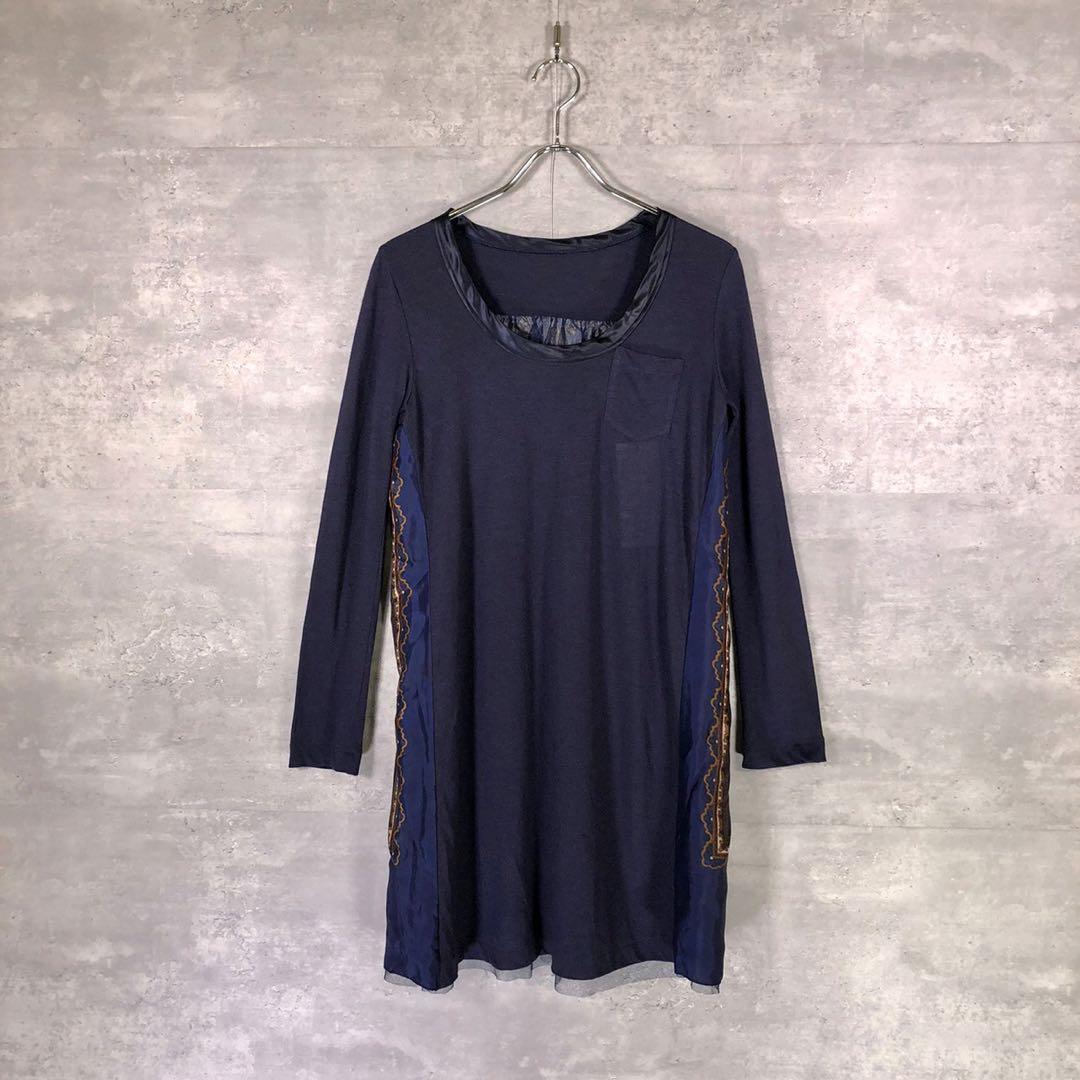 『sacai』サカイ (2) スカーフ切替ワンピース / ネイビー