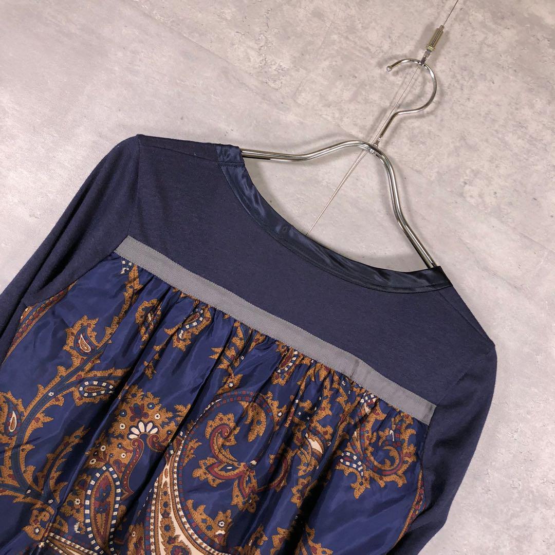 『sacai』サカイ (2) スカーフ切替ワンピース / ネイビー