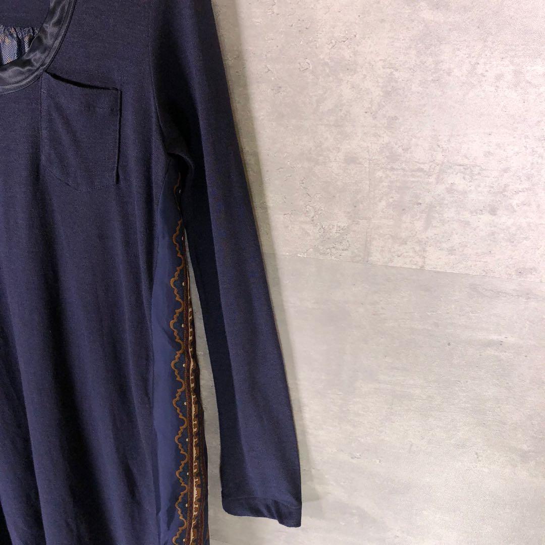 『sacai』サカイ (2) スカーフ切替ワンピース / ネイビー