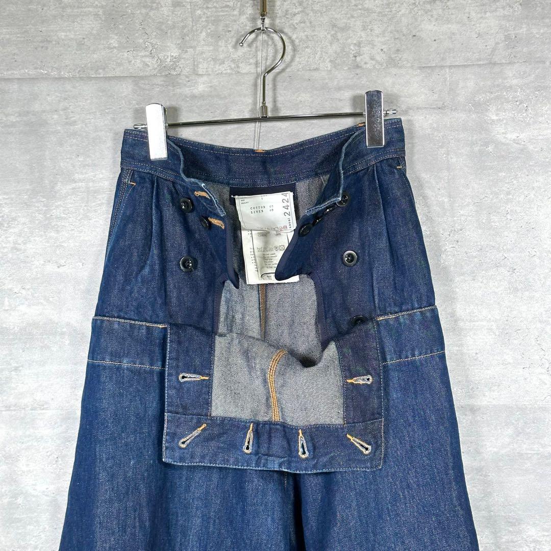 『sacai』サカイ (1) リネン ワイドデニムパンツ