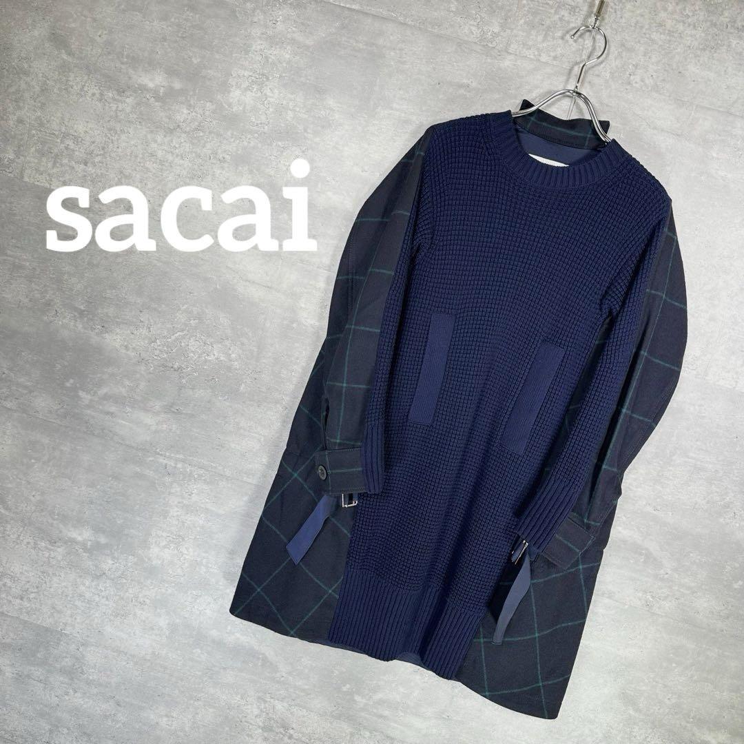 sacai』サカイ (1) シャツニット ドッキングワンピース / ネイビー – collect. online store