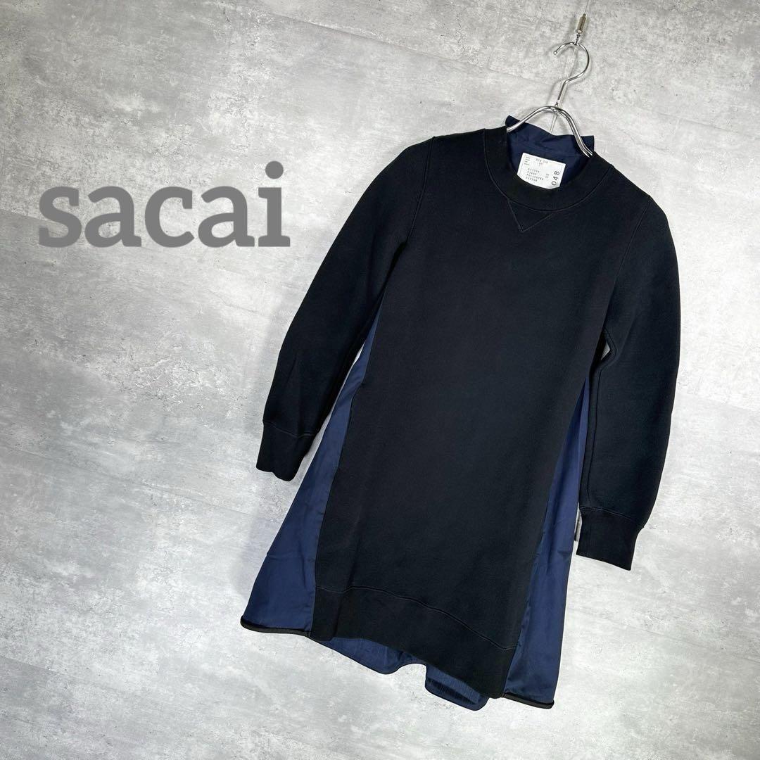 『sacai』サカイ (1) スウェット切り替えワンピース / ネイビー