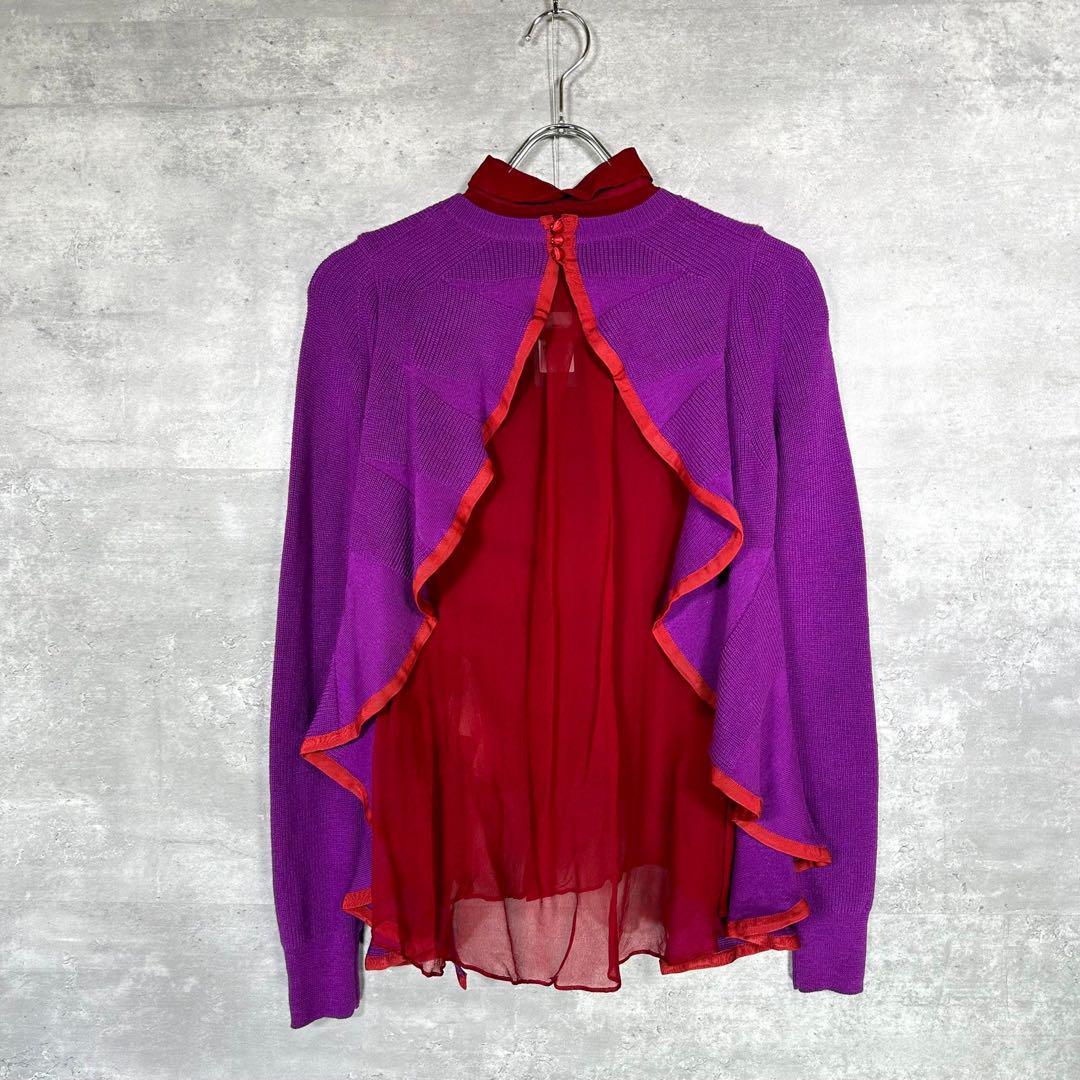『Sacai』 サカイ (2) ニットドッキング シアーシャツ ブラウス