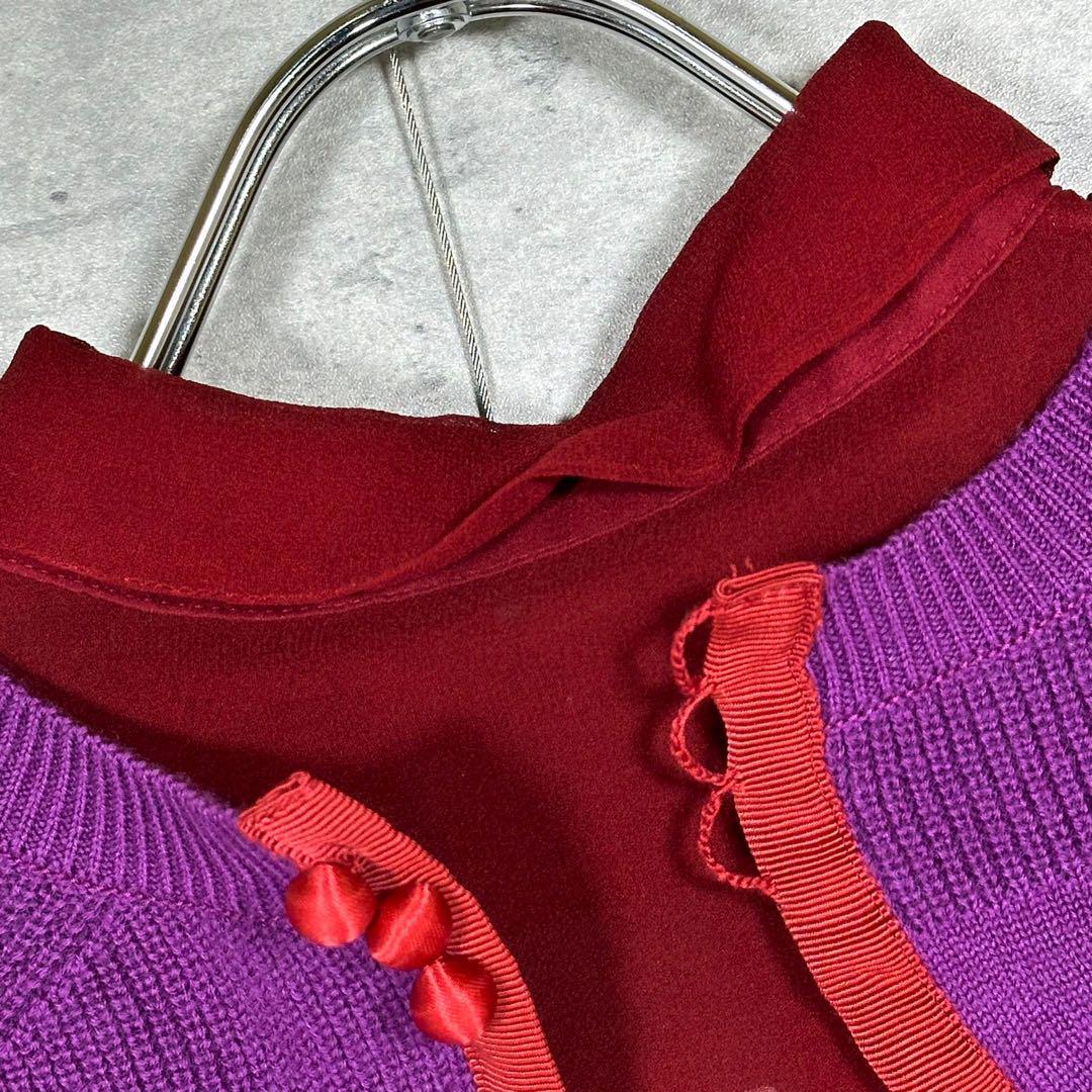 『Sacai』 サカイ (2) ニットドッキング シアーシャツ ブラウス